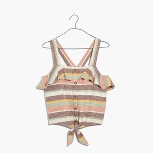 Madewell Texture & Thread Ruffle Tie Front Striped Tank
